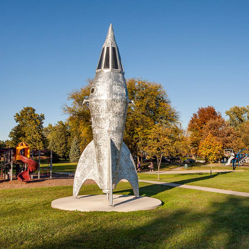 image of a rocketship in a park